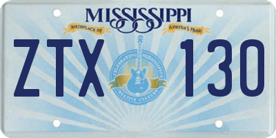 MS license plate ZTX130