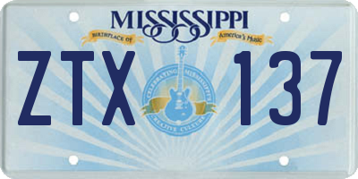 MS license plate ZTX137