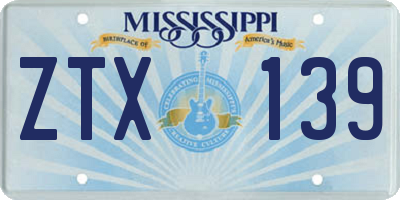 MS license plate ZTX139