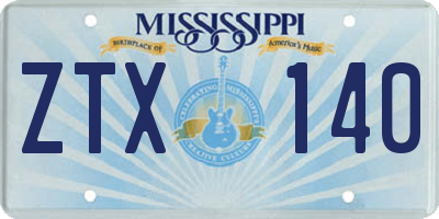 MS license plate ZTX140