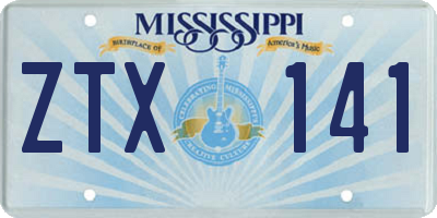 MS license plate ZTX141