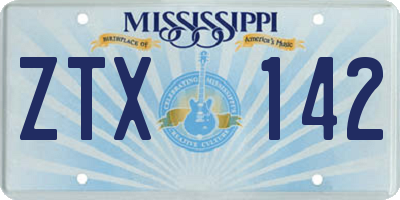 MS license plate ZTX142