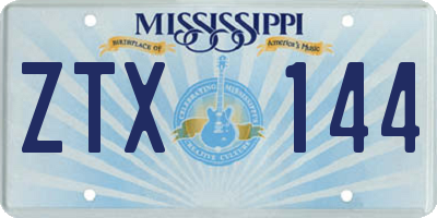 MS license plate ZTX144