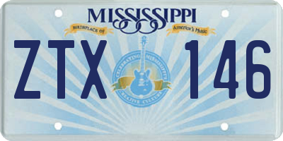 MS license plate ZTX146
