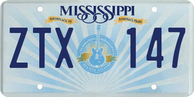 MS license plate ZTX147