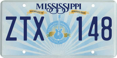 MS license plate ZTX148