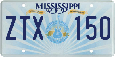 MS license plate ZTX150