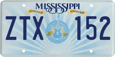 MS license plate ZTX152