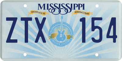 MS license plate ZTX154
