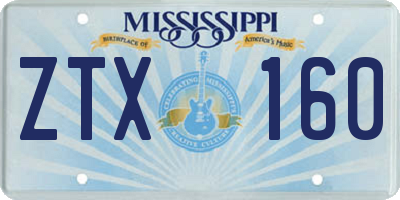 MS license plate ZTX160