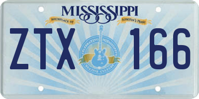 MS license plate ZTX166