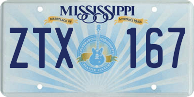 MS license plate ZTX167