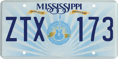 MS license plate ZTX173