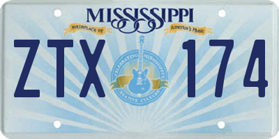 MS license plate ZTX174