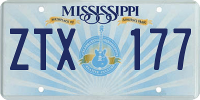 MS license plate ZTX177