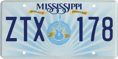 MS license plate ZTX178