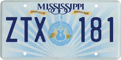 MS license plate ZTX181