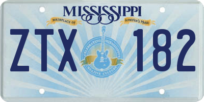MS license plate ZTX182