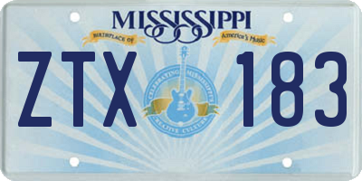 MS license plate ZTX183