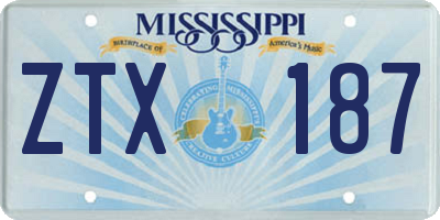 MS license plate ZTX187