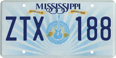 MS license plate ZTX188