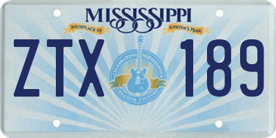 MS license plate ZTX189