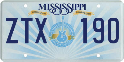 MS license plate ZTX190