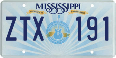 MS license plate ZTX191