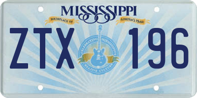 MS license plate ZTX196