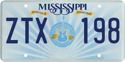 MS license plate ZTX198