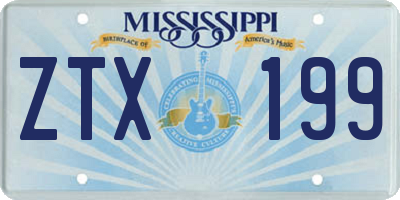 MS license plate ZTX199