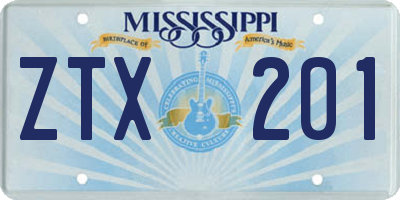 MS license plate ZTX201