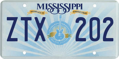 MS license plate ZTX202