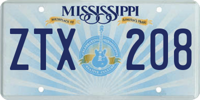 MS license plate ZTX208