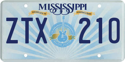 MS license plate ZTX210
