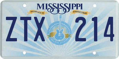 MS license plate ZTX214