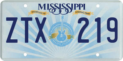 MS license plate ZTX219