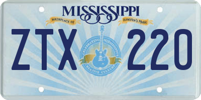 MS license plate ZTX220