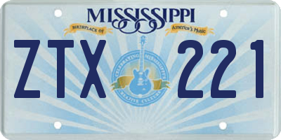 MS license plate ZTX221