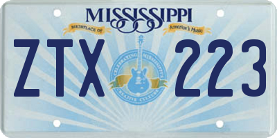 MS license plate ZTX223