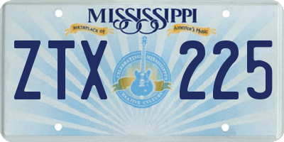 MS license plate ZTX225