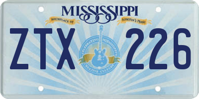 MS license plate ZTX226