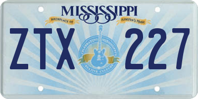 MS license plate ZTX227