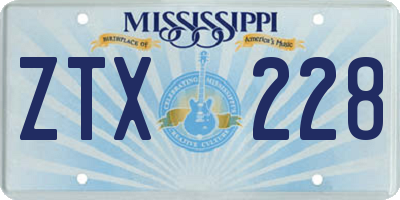 MS license plate ZTX228