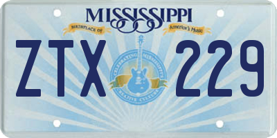 MS license plate ZTX229