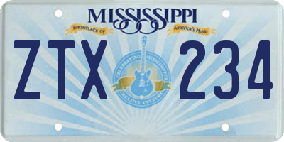 MS license plate ZTX234