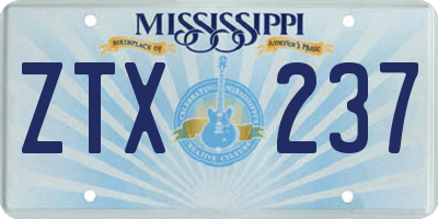 MS license plate ZTX237