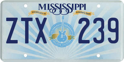 MS license plate ZTX239