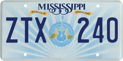 MS license plate ZTX240