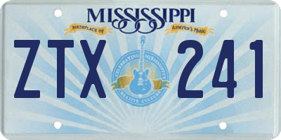 MS license plate ZTX241